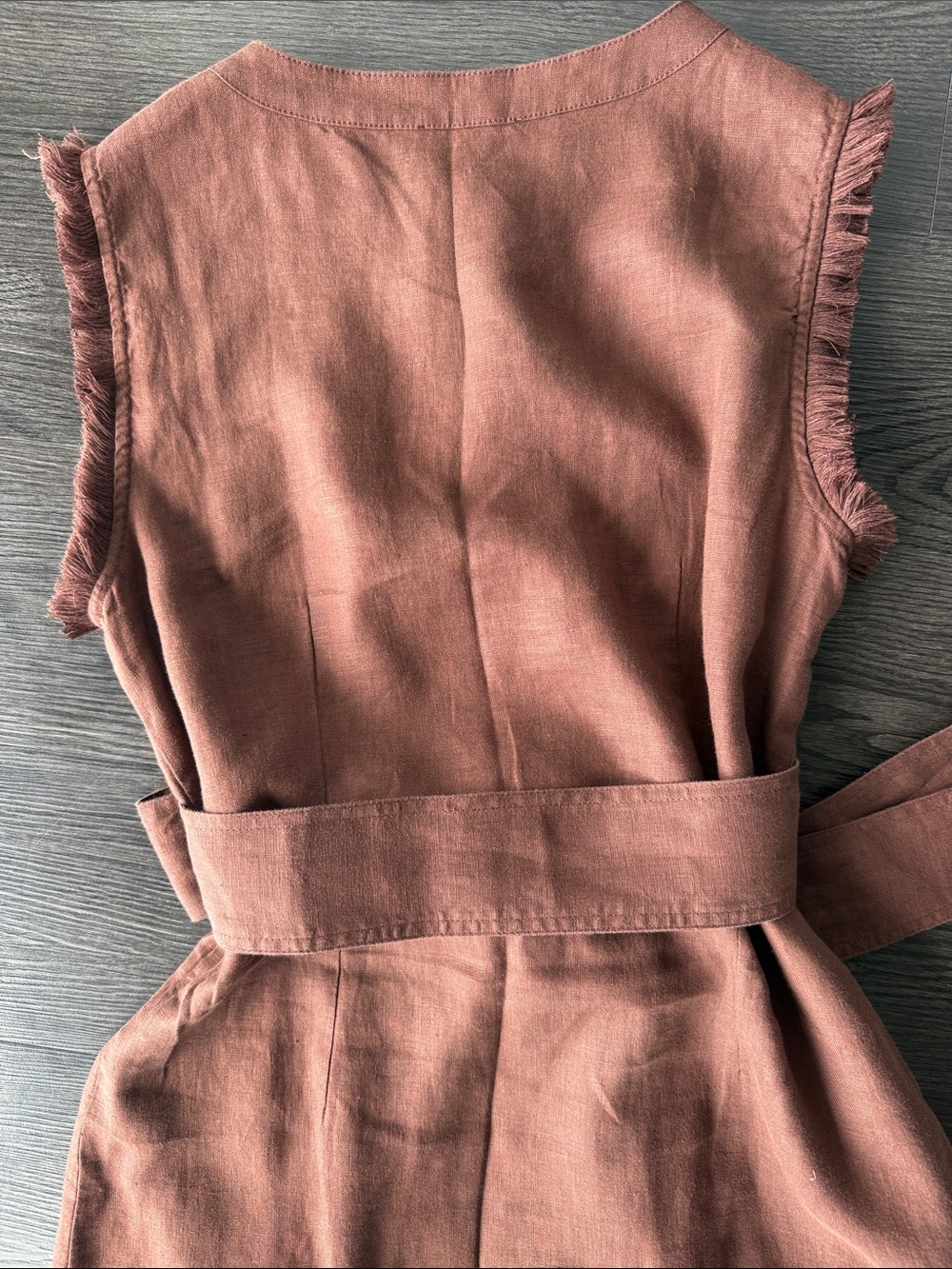 J. Crew Rust Brown Sleeveless Button-Front Mini Dress with Tie Belt - Picture 4 of 4
